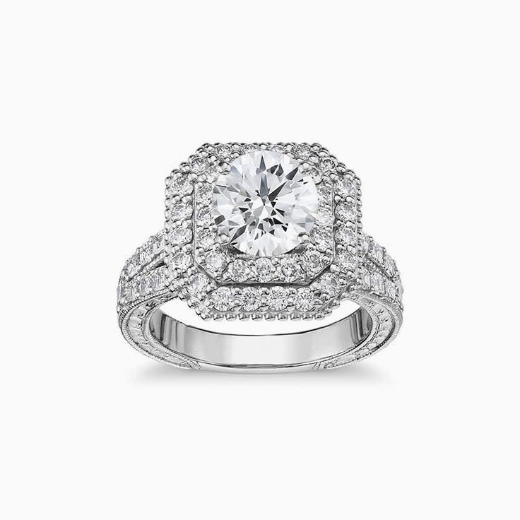 Double Halo Diamond Engagement  Ring