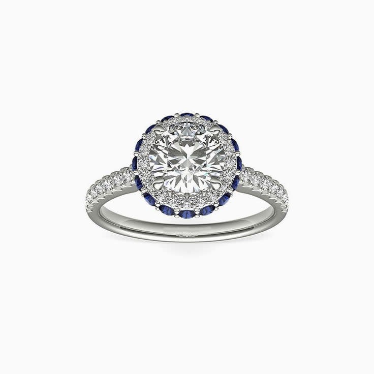 Diamond and sapphire engagement ring
