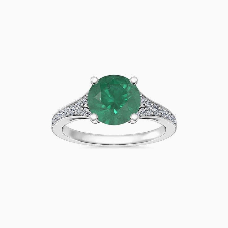 Green Emerald Cathedral Engagement Ring