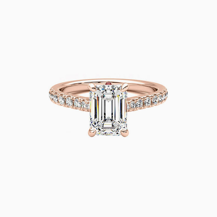 Emerald Cut Diamond Engagement Pave Ring