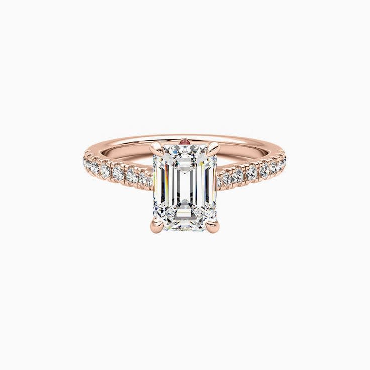 Emerald Cut Diamond Engagement Pave Ring
