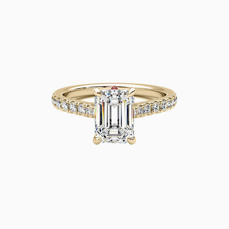 Emerald Cut Diamond Engagement Pave Ring