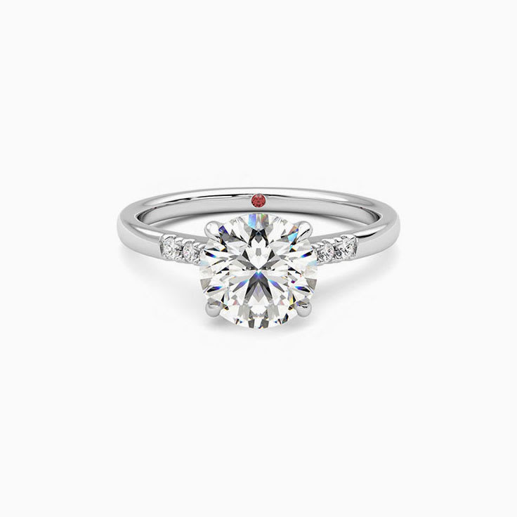 Brilliant Four Prong Diamond Engagement Pave Ring
