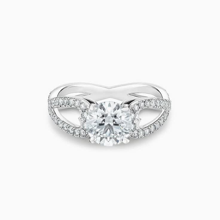 Infinity Split Shank Diamond Engagement Pave Ring