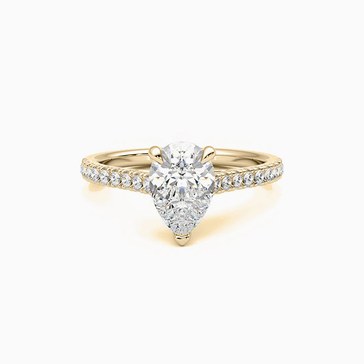 Classic Pear Diamond Engagement Pave Ring