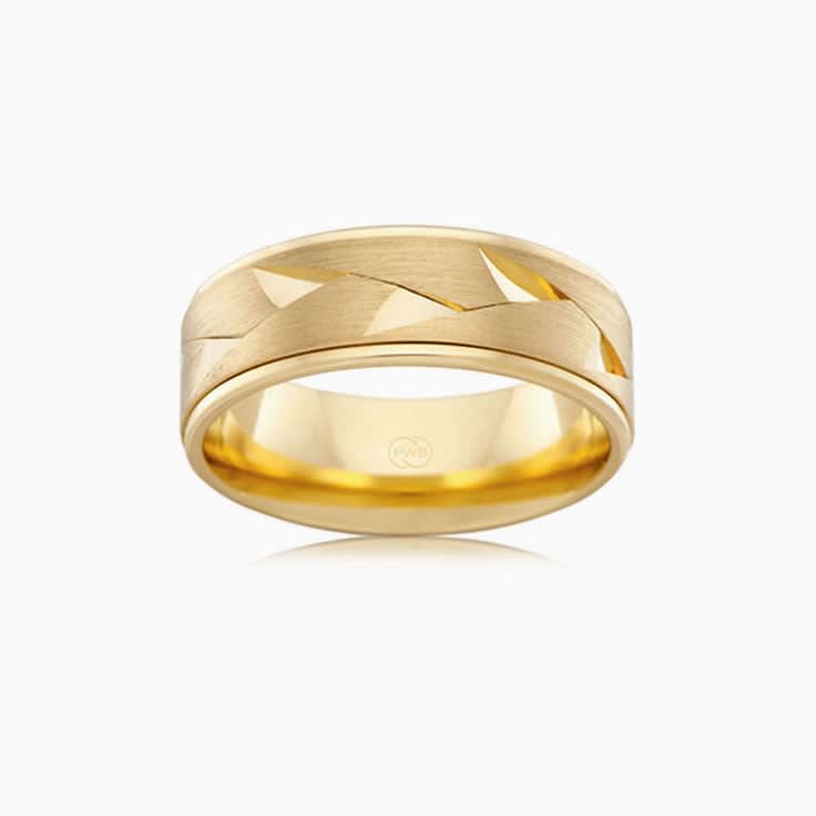 Hand Carved Textured Mens Wedding Ring