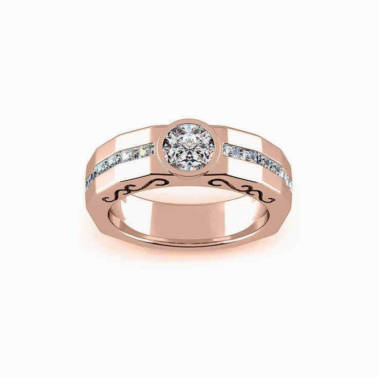 Bezel Set Diamond Engagement Channel Mens Ring