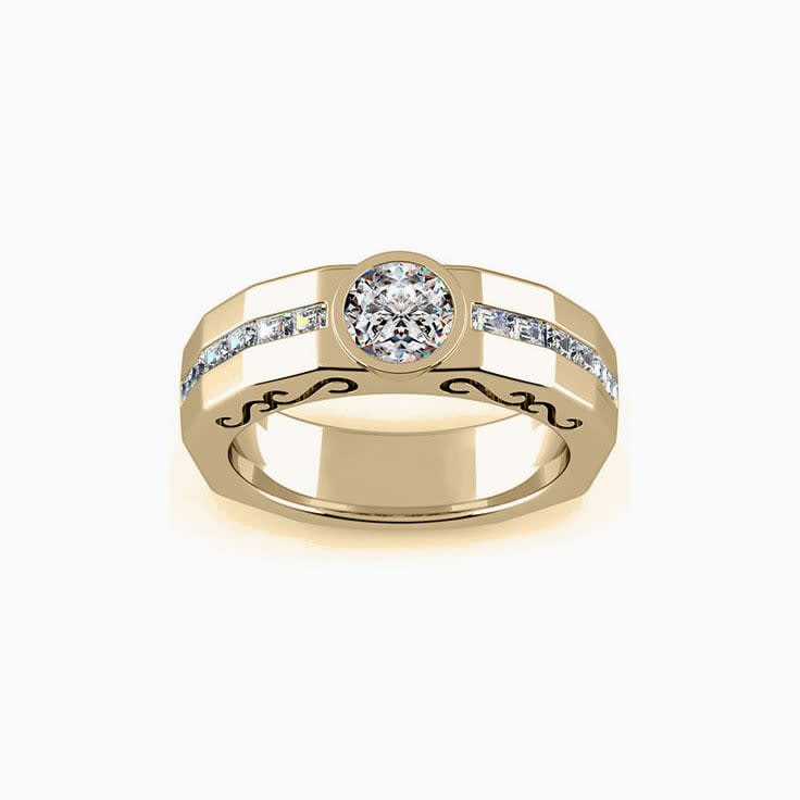 Bezel Set Diamond Engagement Channel Mens Ring