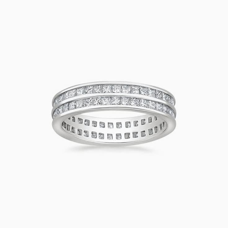 Double Row Diamond Eternity Channel Ring
