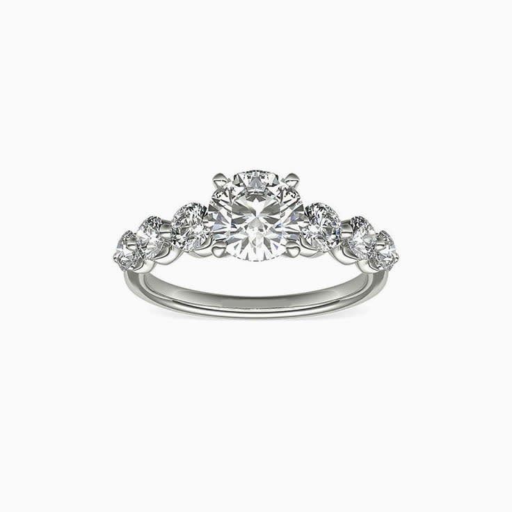 Claw Set Diamond Engagement Side Stone Ring