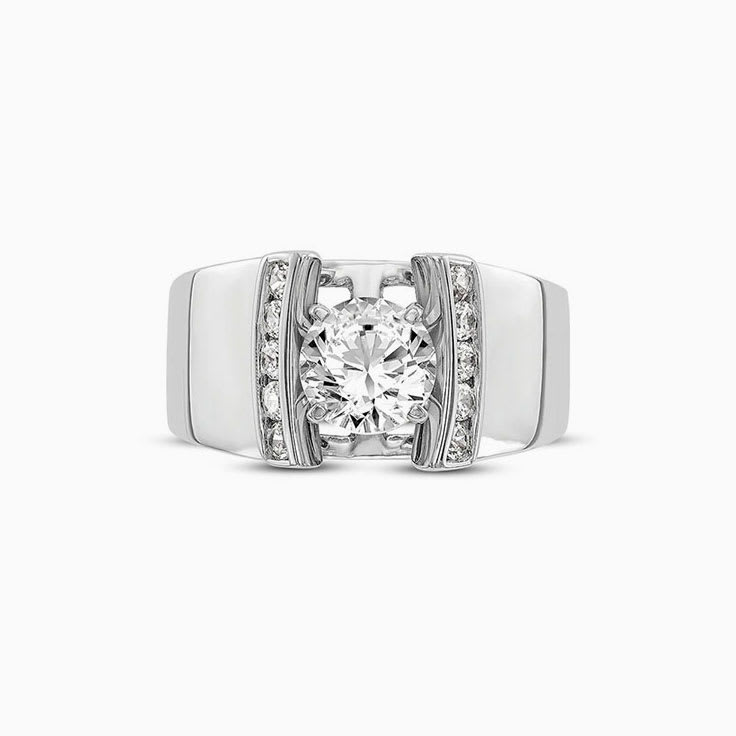 Bold Diamond Engagement Side Stone Ring
