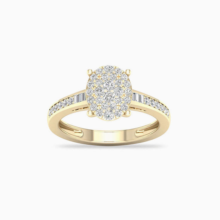 Oval cluster engagement ring
