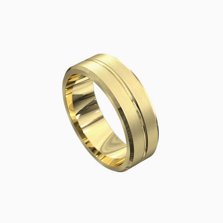 Grooved Mens Ring With Bevelled Edges