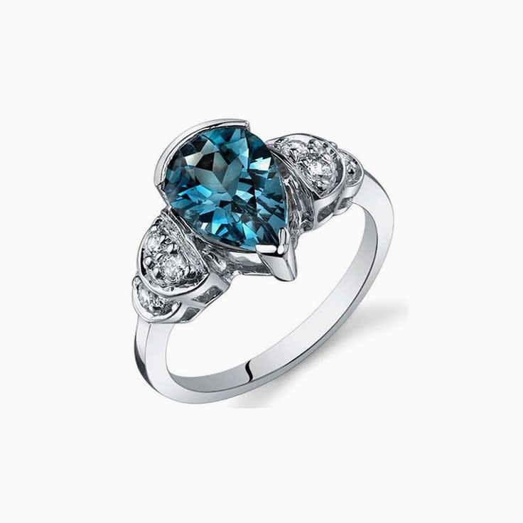 London Blue Topaz And Diamond Ring