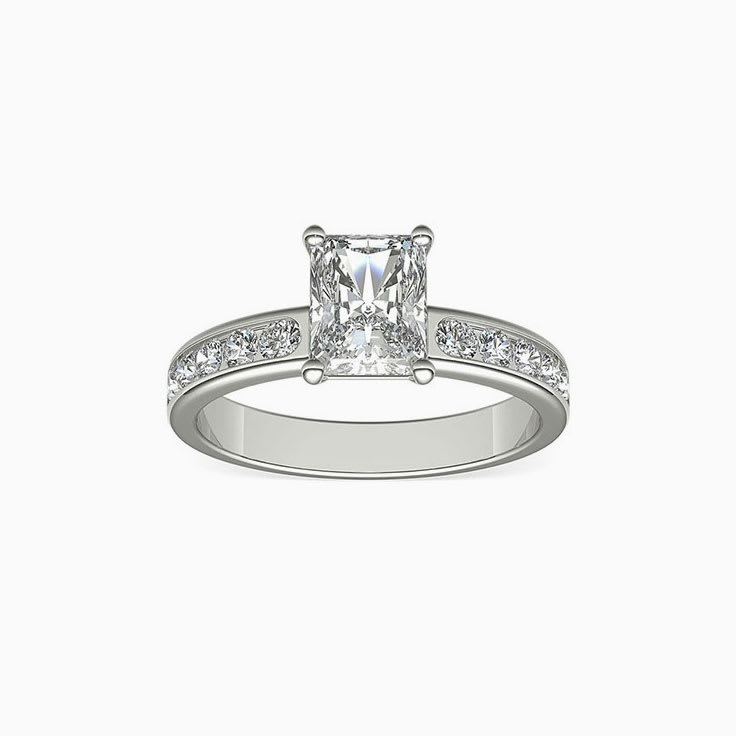Radiant Cut Diamond Engagement Channel Ring