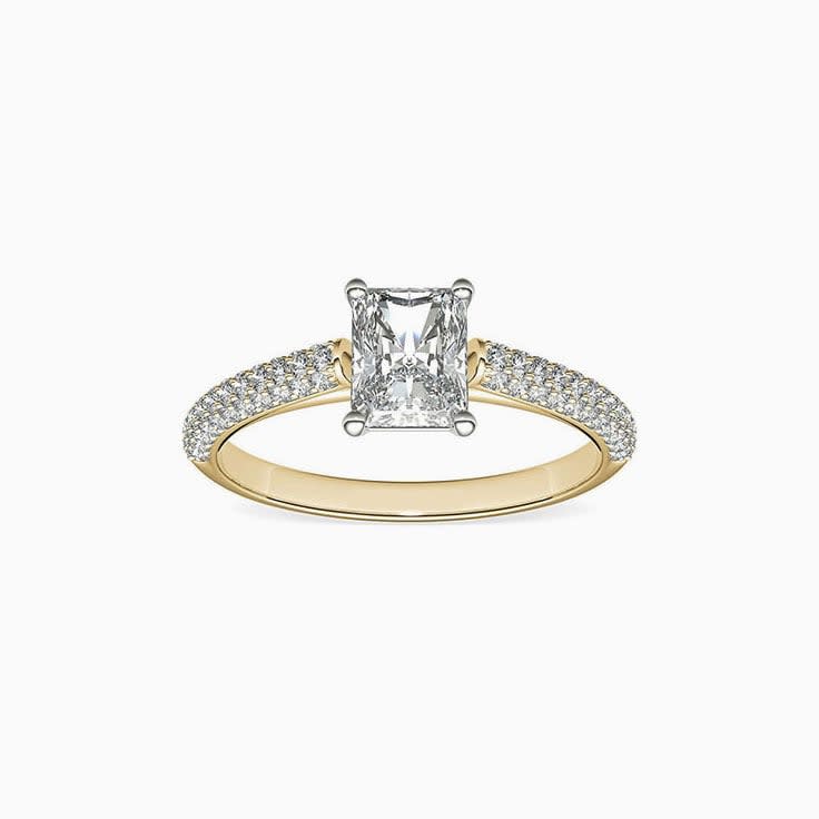 Triple Row Radiant Cut Diamond Engagement Ring