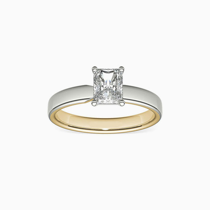 Two Tone Radiant Cut Diamond Engagement Ring