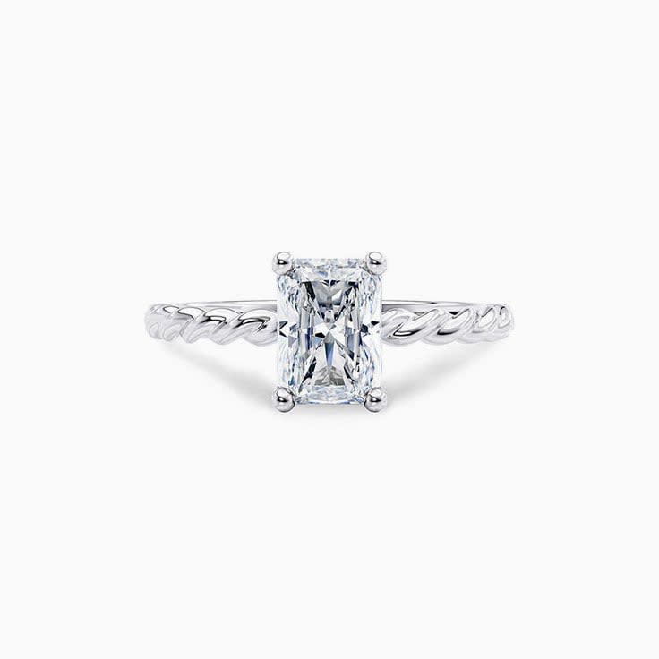 Classic Radiant Cut Diamond Engagement Rope Ring