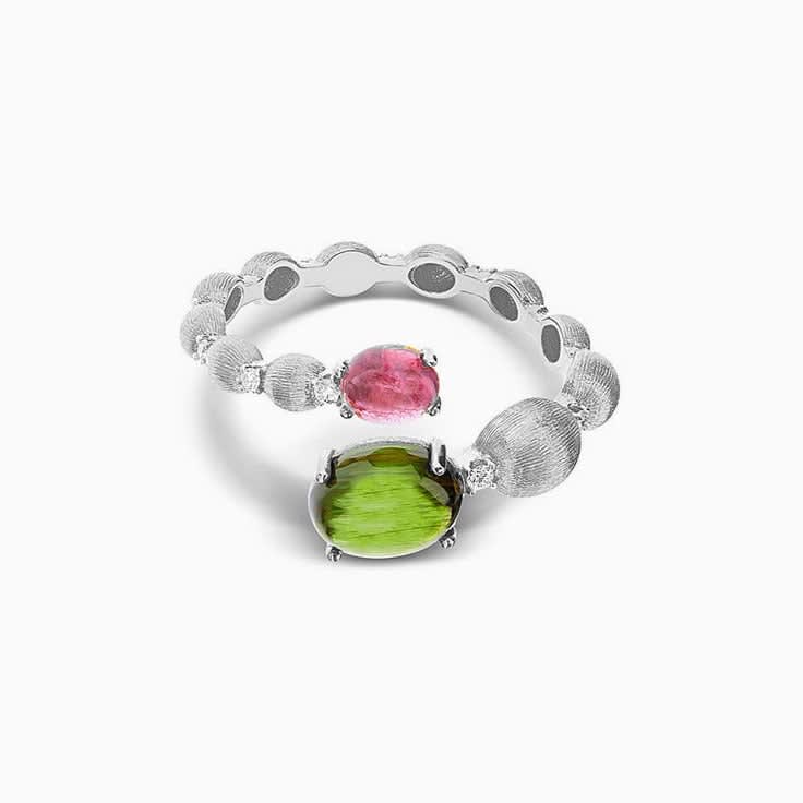 Tourmaline Ring With Gold Beads
