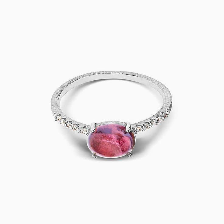 Gemstone Ring with Diamonds and Tourmaline