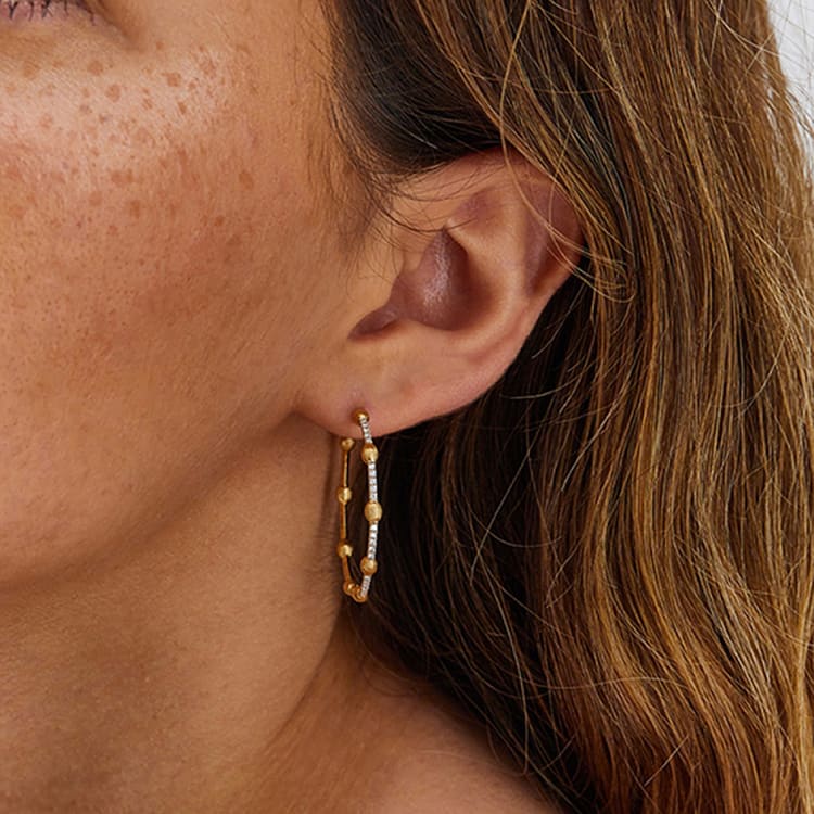 Gold and Diamond Hoop Earrings