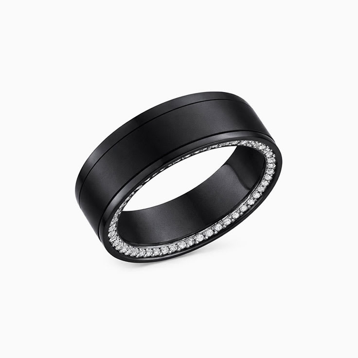 Platinum Black Diamond Mens Ring