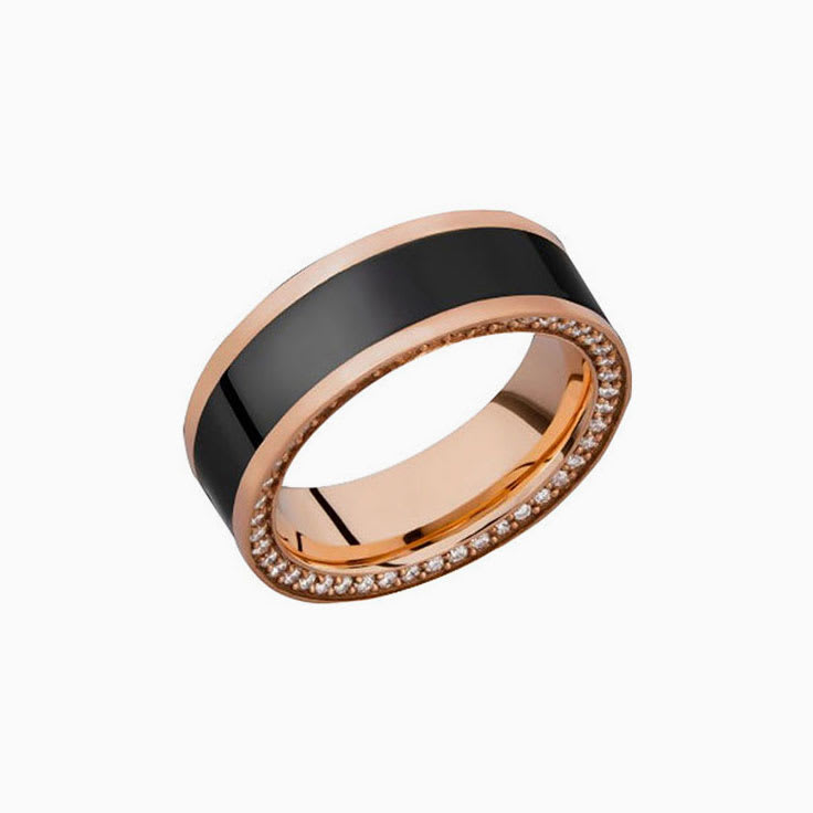Polished Reversed Bevel With Rose Gold And Elysium Ring