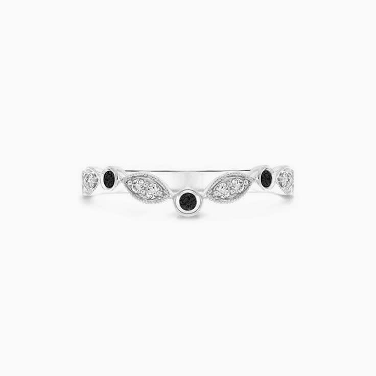 Black and White Curve Diamond Ring
