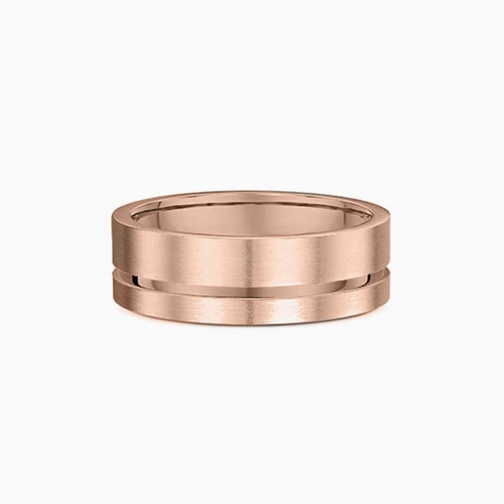 Brushed Finish Grooved Wedding Band