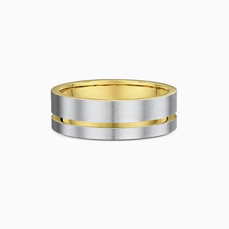 Brushed Finish Grooved Wedding Band