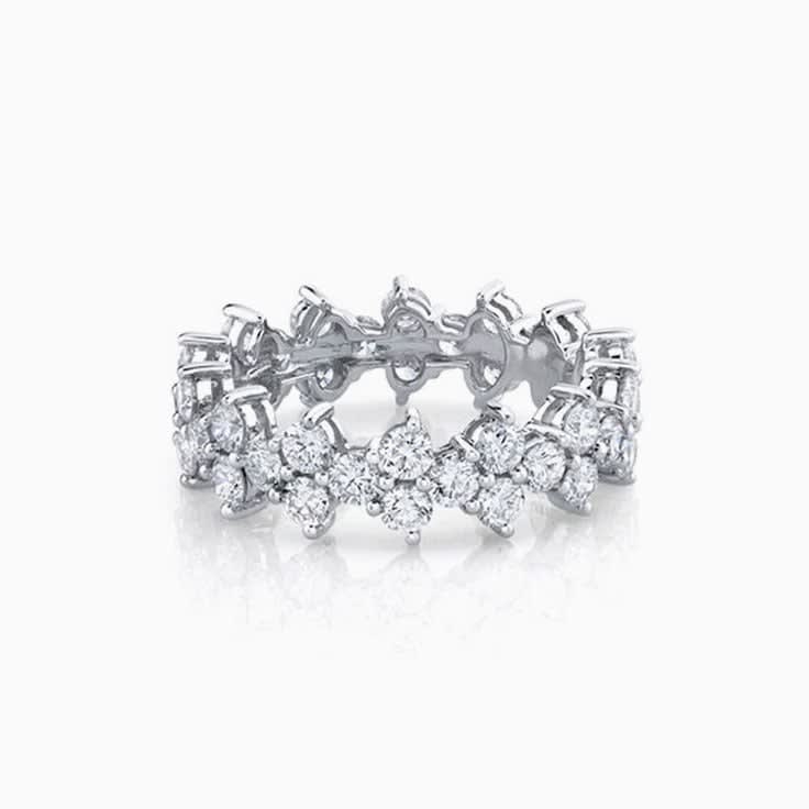 Double Row Diamond Zig Zag Ring