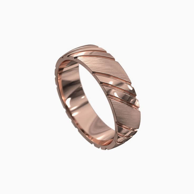 Handcarved Pattern Mens Wedding Ring
