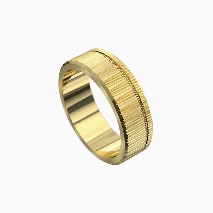 Carved Pattern Wedding Band