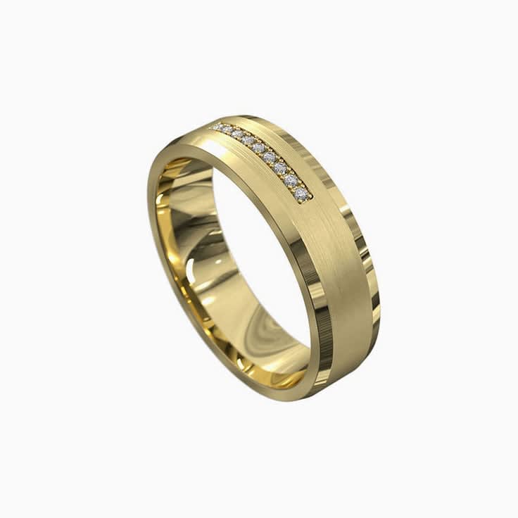 Elegantly Brushed Mens Diamond Ring