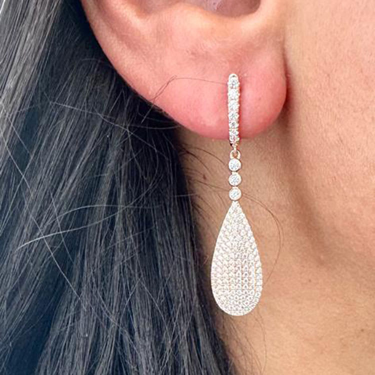 Pave Set Drop Earrings