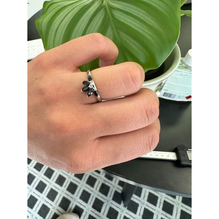 Classic Black Diamond Curve Ring