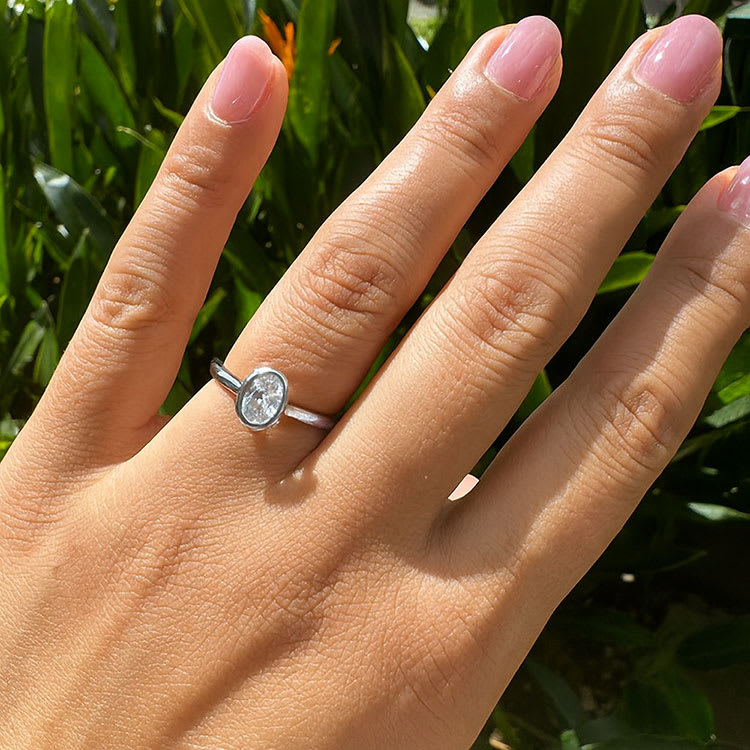 Bezel Set Oval Engagement Ring