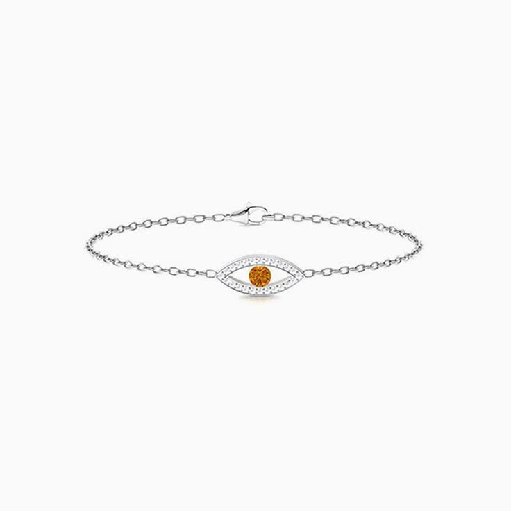 Citrine And Diamond Evil Eye Bracelet
