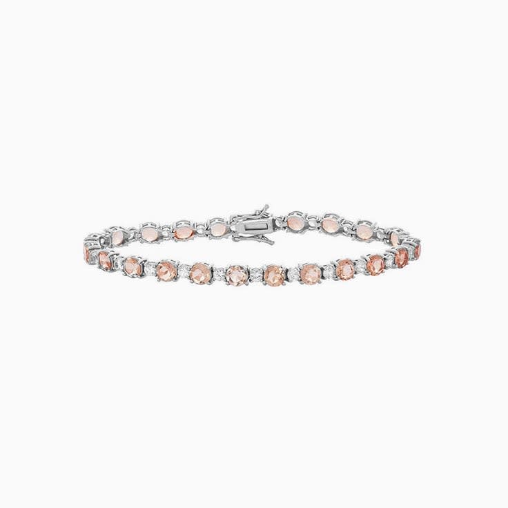 Round Morganite And Diamond Bracelet