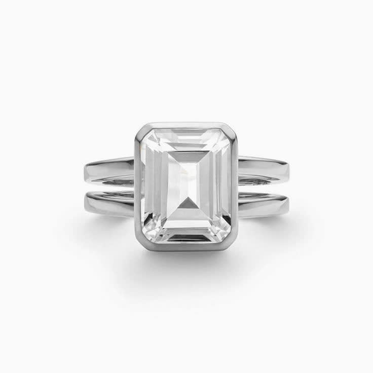 Emerald Cut Gemstone On Split Shank Band