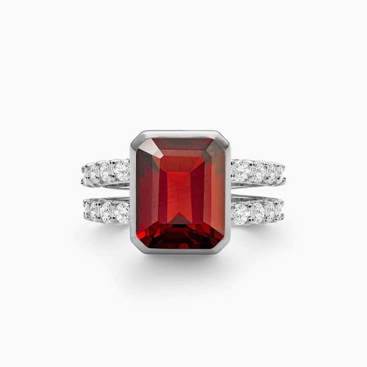 Garnet And Diamond Split Band