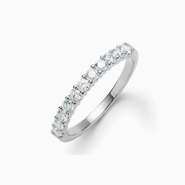 Diamond And Aquamarine Stackable Ring