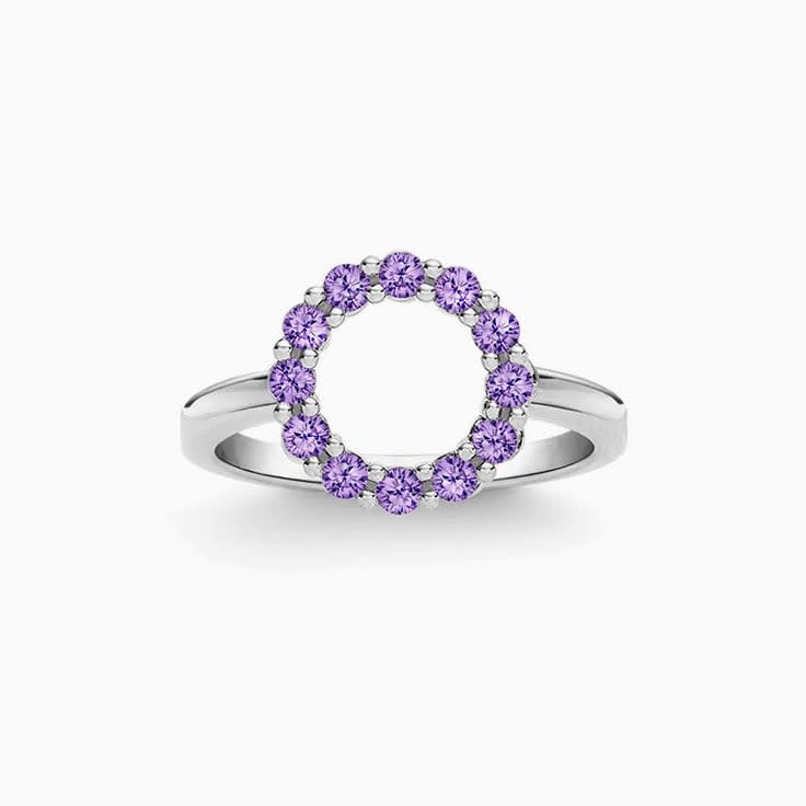 Open Circle Amethyst Ring
