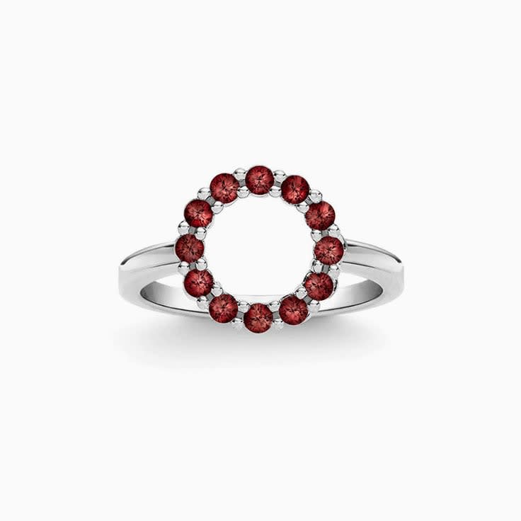 Open Circle Garnet Ring