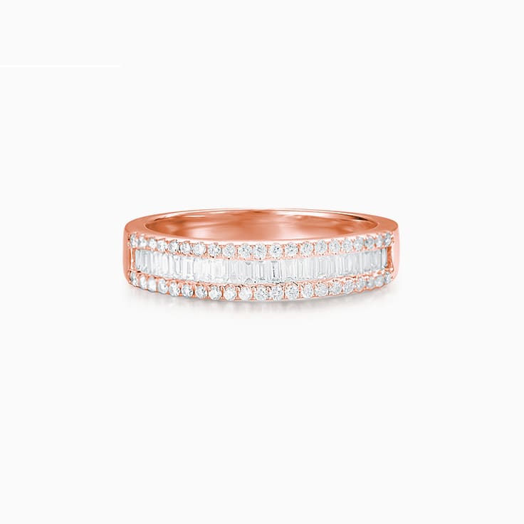 Baguette And Round Lab Diamond Wedding Ring