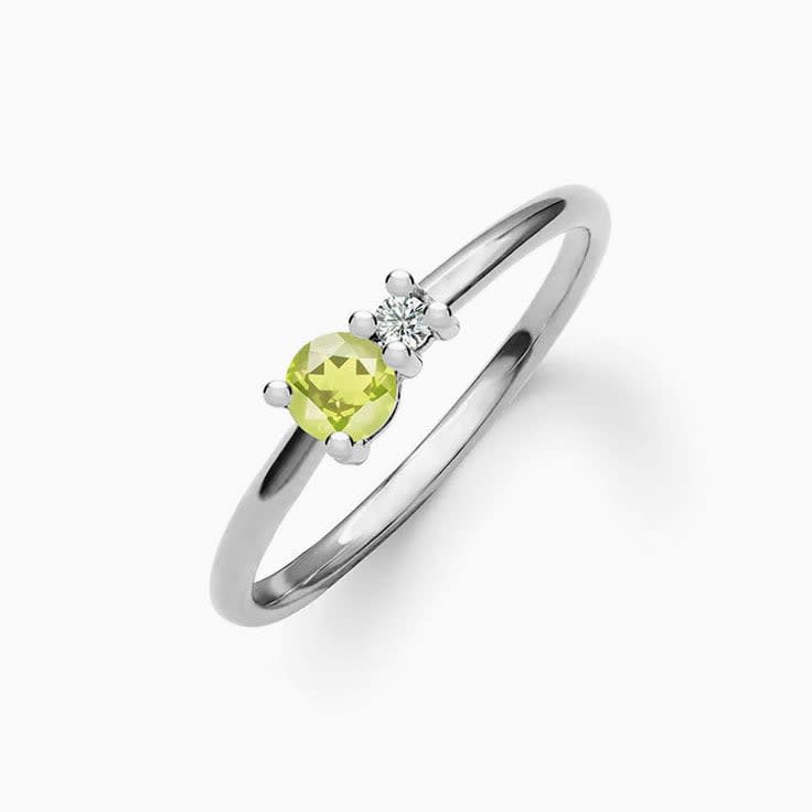 Round Peridot And Diamond Ring