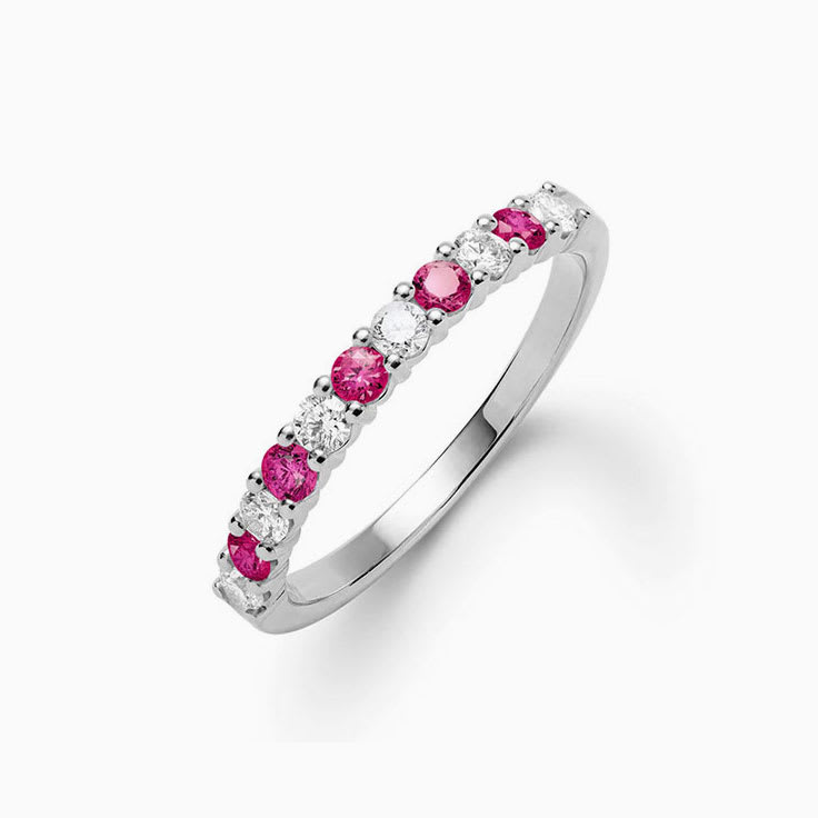 Diamond And Ruby Stackable Ring