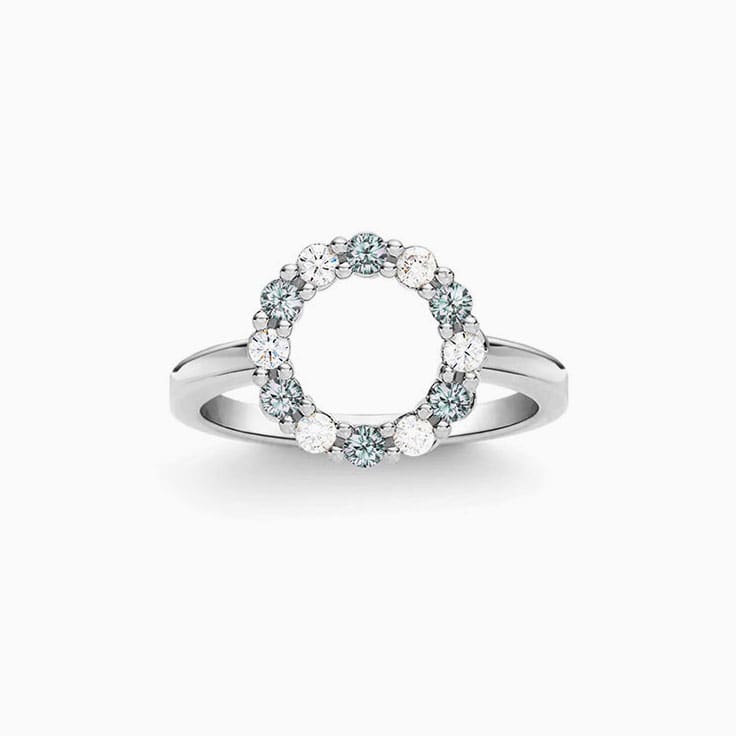 Circle Diamond And Alexandrite Ring