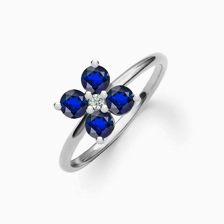 Quatrefoil Sapphire And Diamond Ring