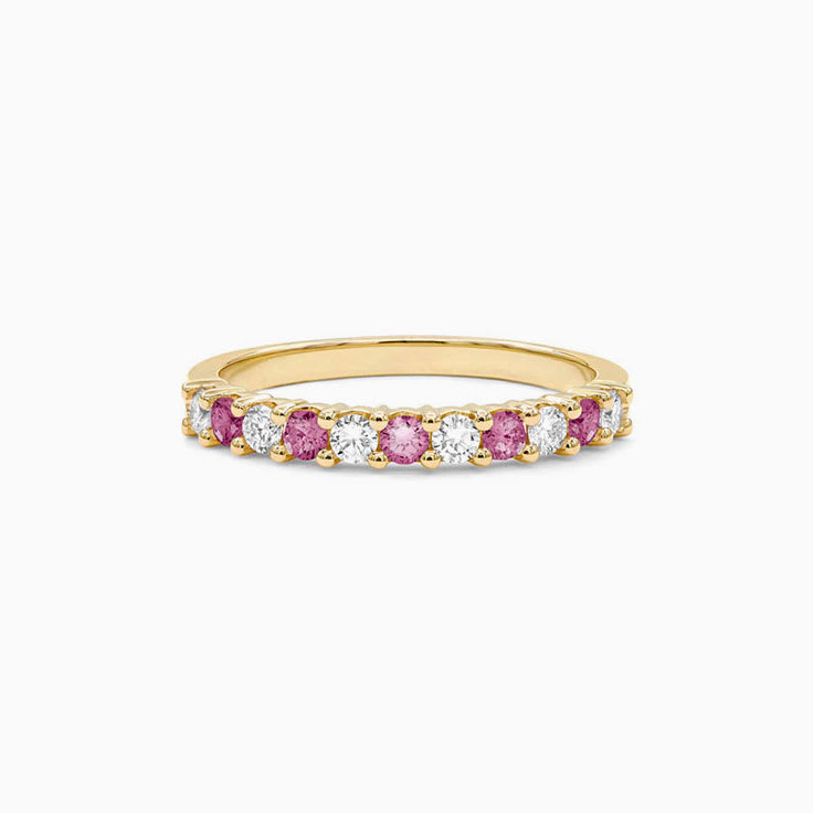 Diamond And Pink Tourmaline Stackable Ring